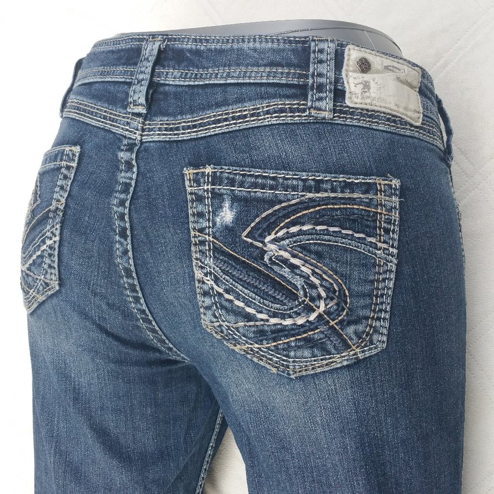 Silver Size 14/32 Twisted Capri Jeans